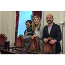 Gli insegnanti del Liceo Margherita di Castelvì nella Sala del Consiglio Comunale.